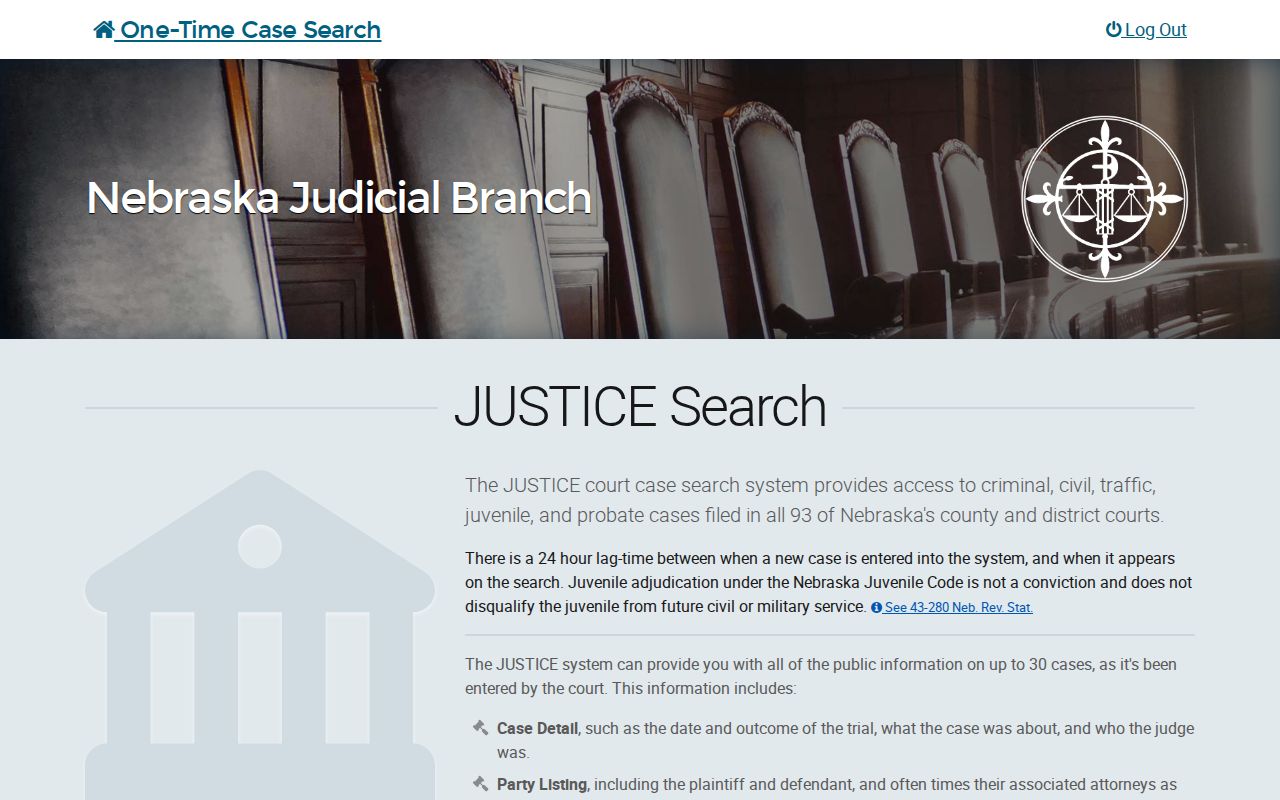 Norfolk resident lookup JUSTICE party-name search screen