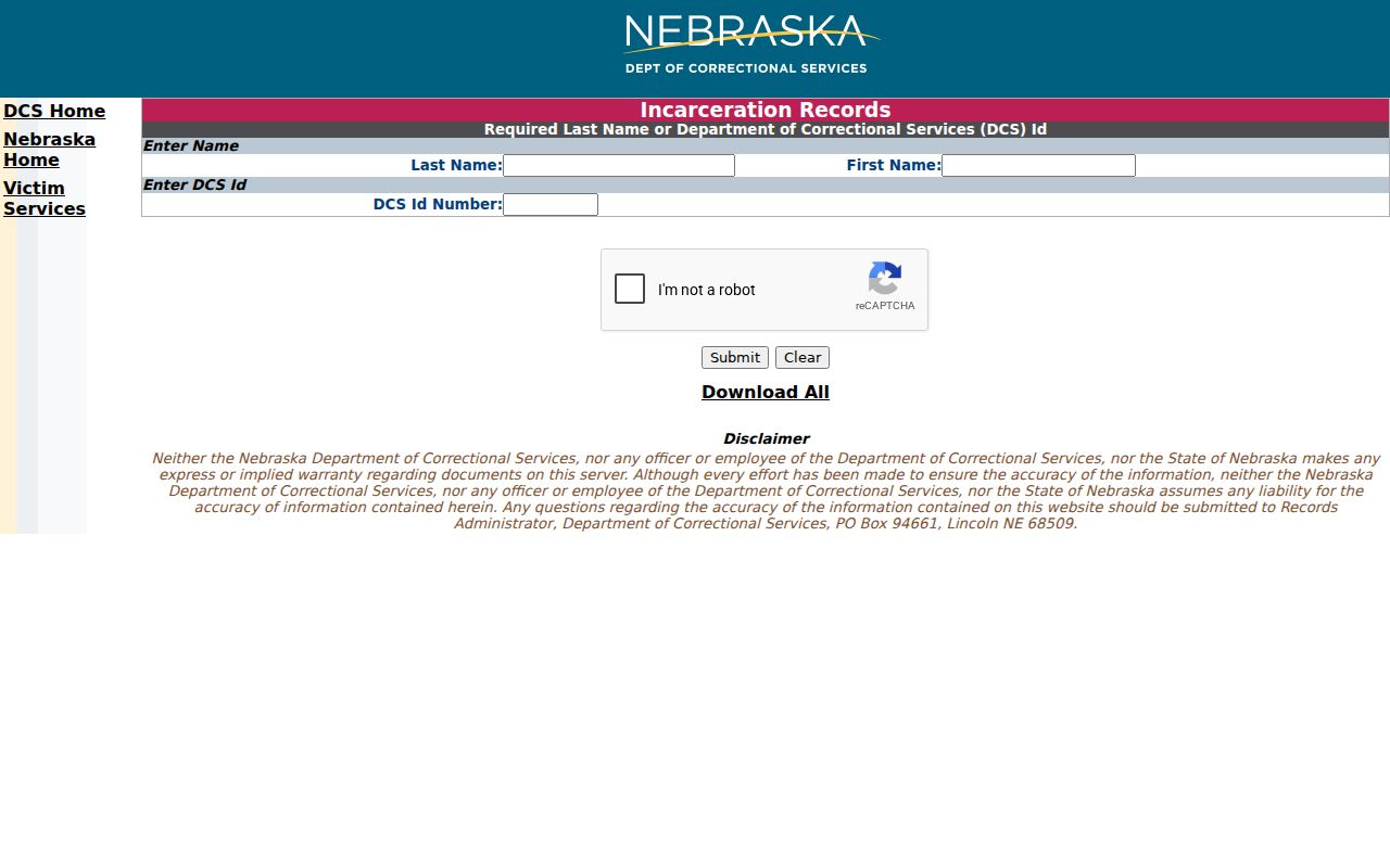 Norfolk resident lookup Nebraska Department of Correctional Services search